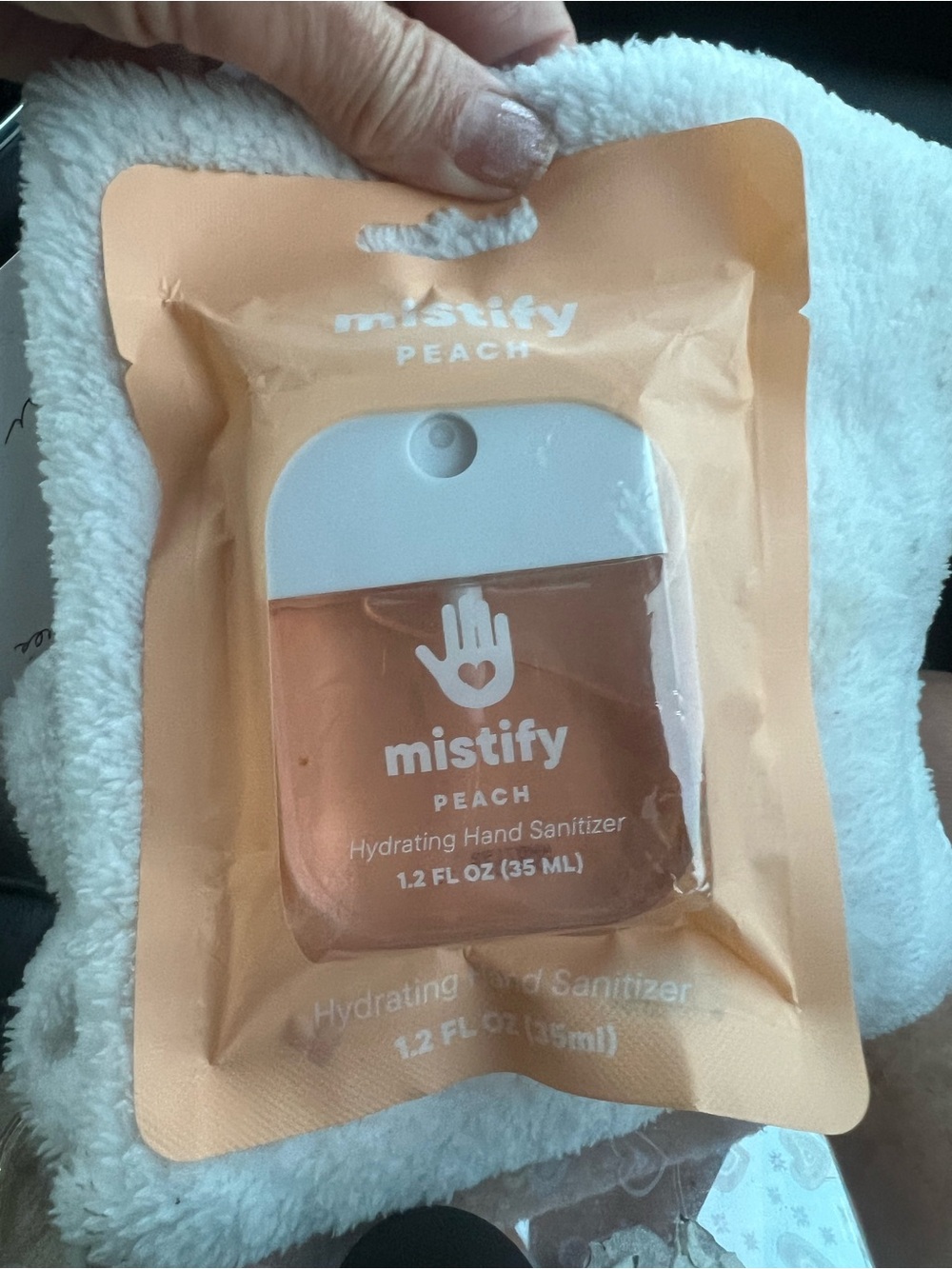 Mystify Peach Hydrating Hand Sanitizer 1.2 fl. oz., new in sealed package